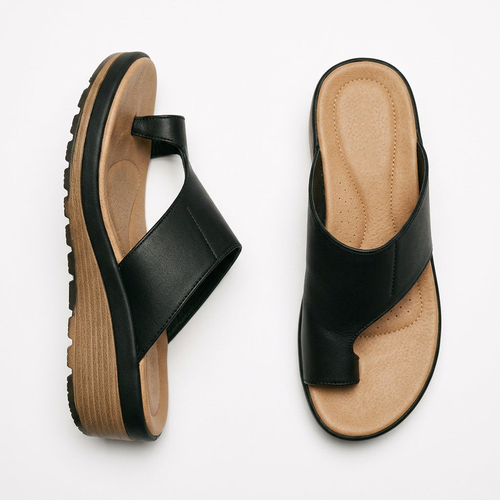 Amelia - Comfy Black Platform Sandals for Women