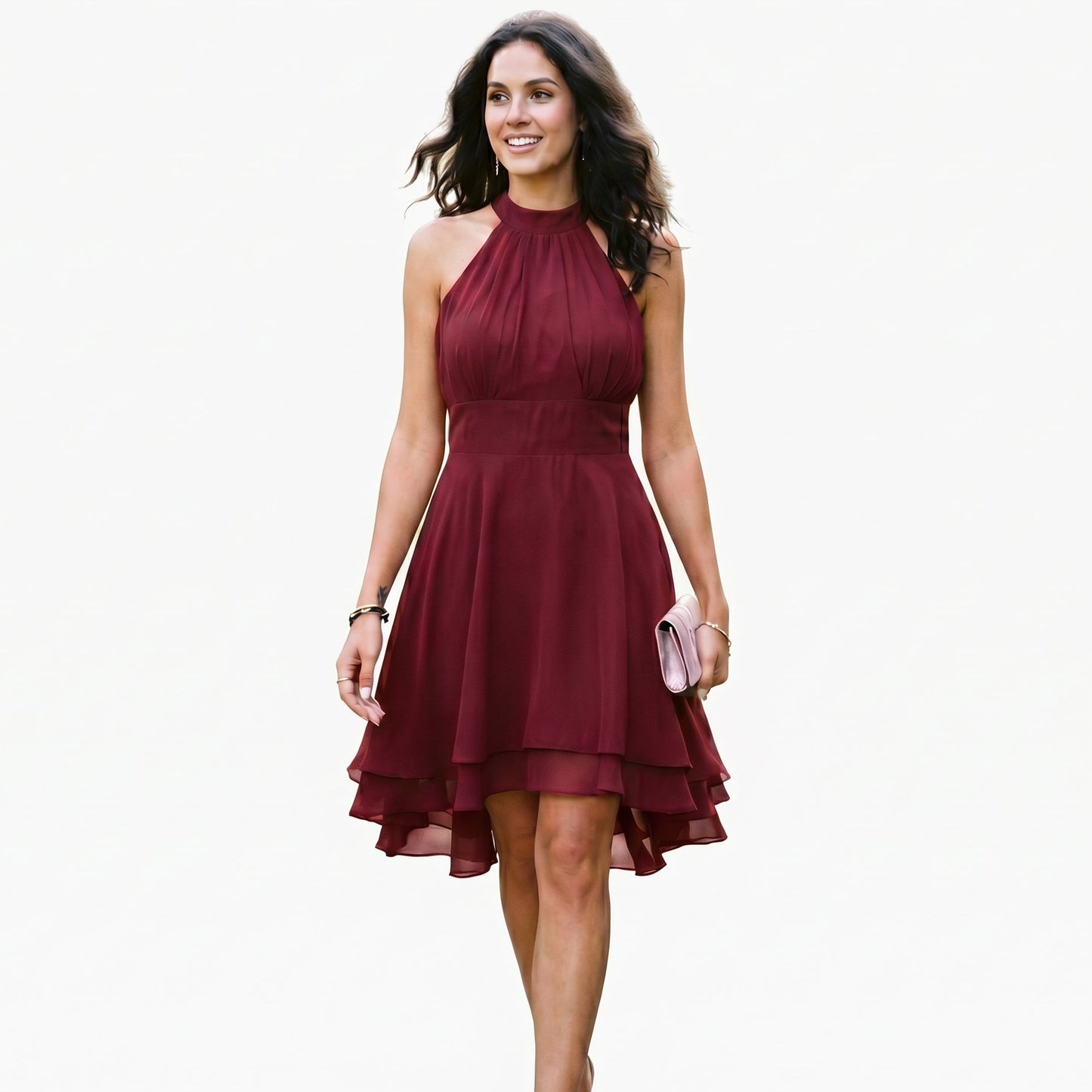 Amelia - Elegant Summer Halter Midi Dress for Weddings DONE
