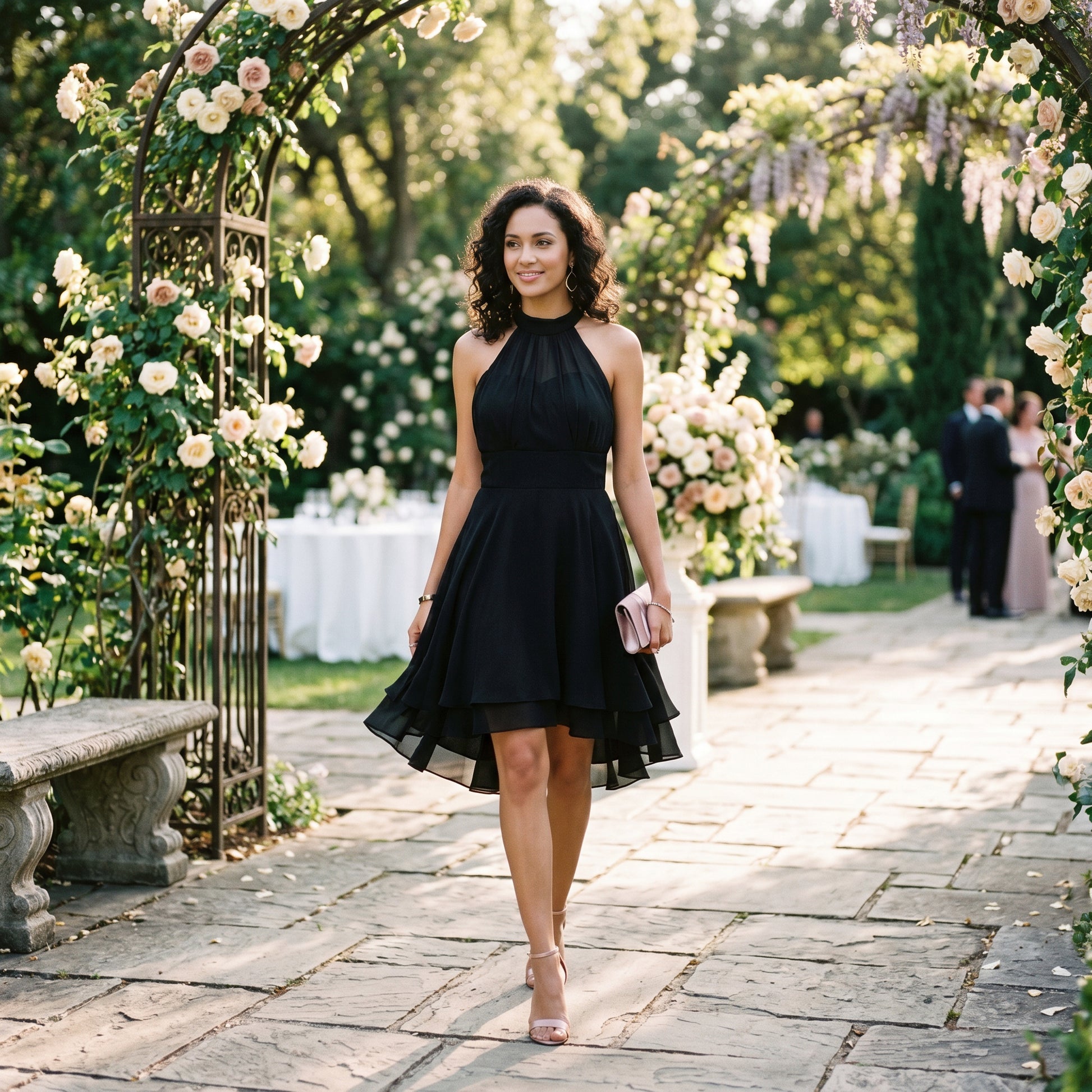 Amelia - Elegant Summer Halter Midi Dress for Weddings DONE