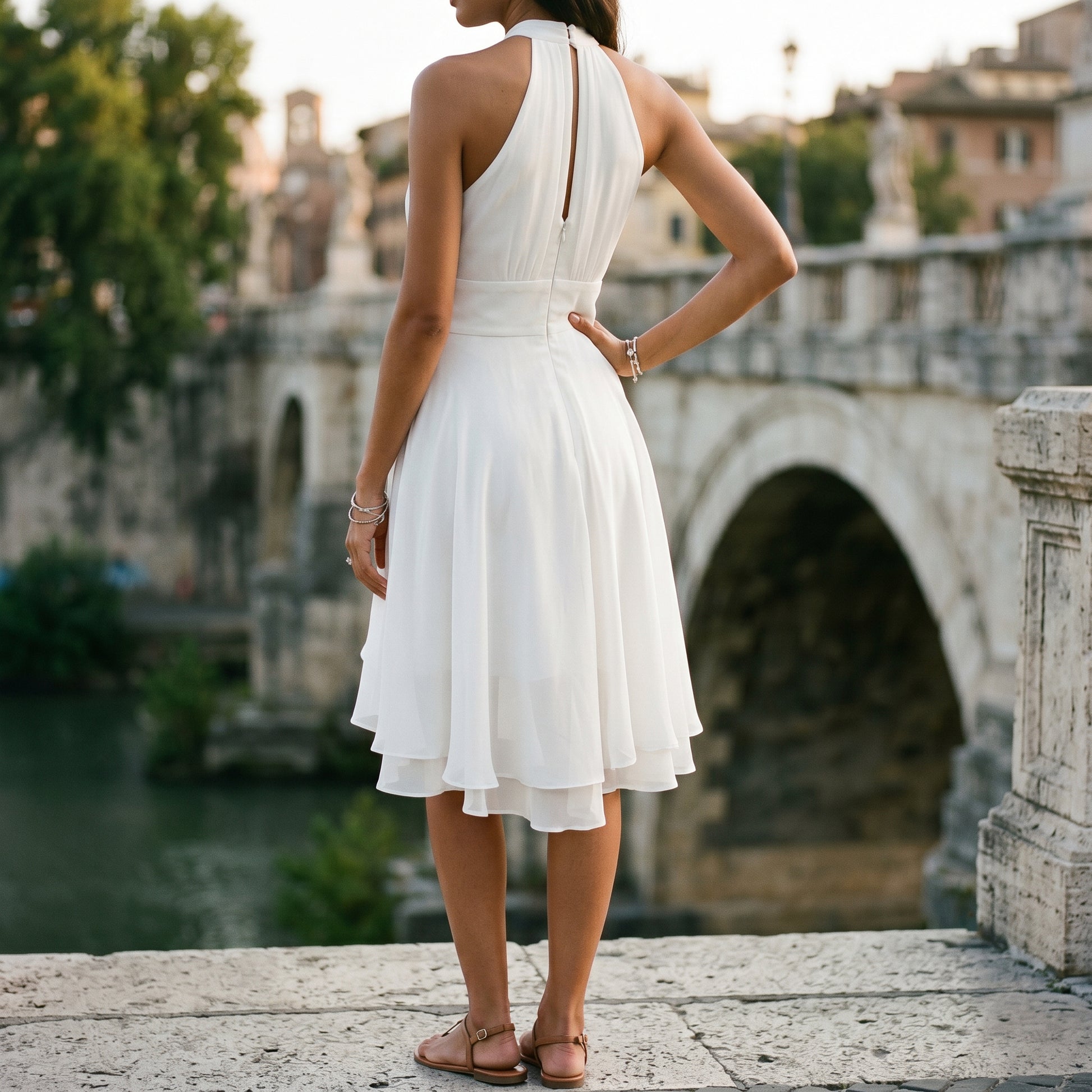 Amelia - Elegant Summer Halter Midi Dress for Weddings DONE