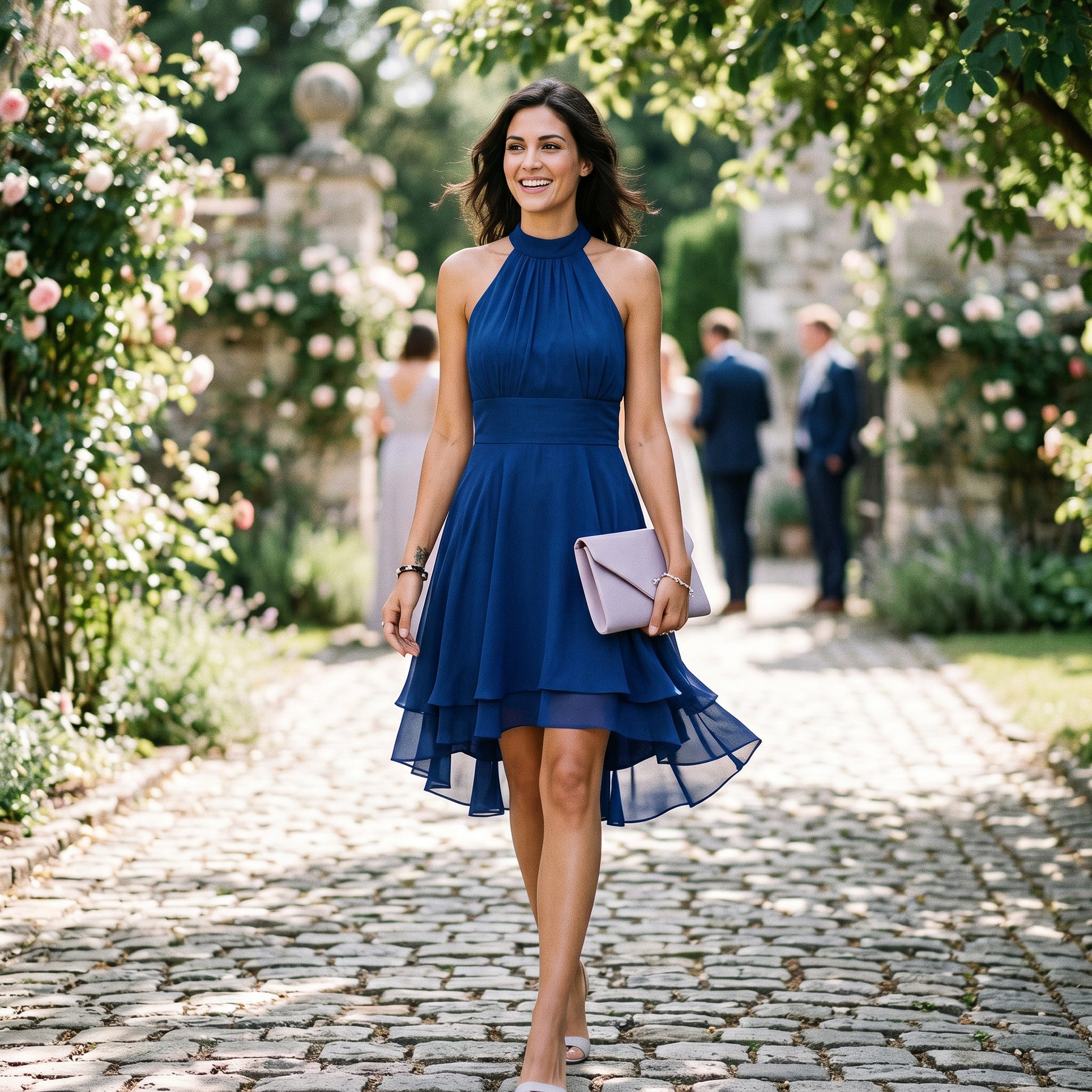 Amelia - Elegant Summer Halter Midi Dress for Weddings DONE