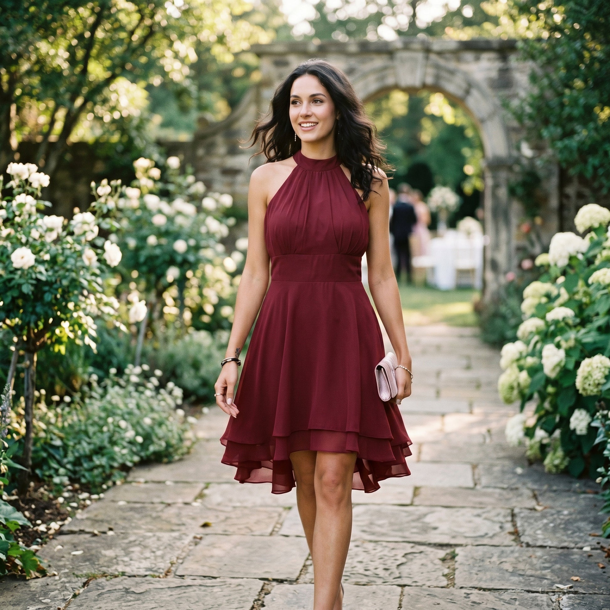 Amelia - Elegant Summer Halter Midi Dress for Weddings DONE