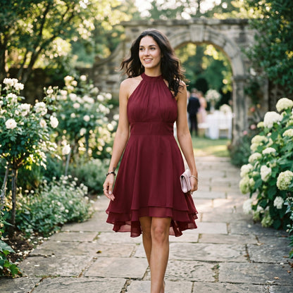 Amelia - Elegant Summer Halter Midi Dress for Weddings DONE
