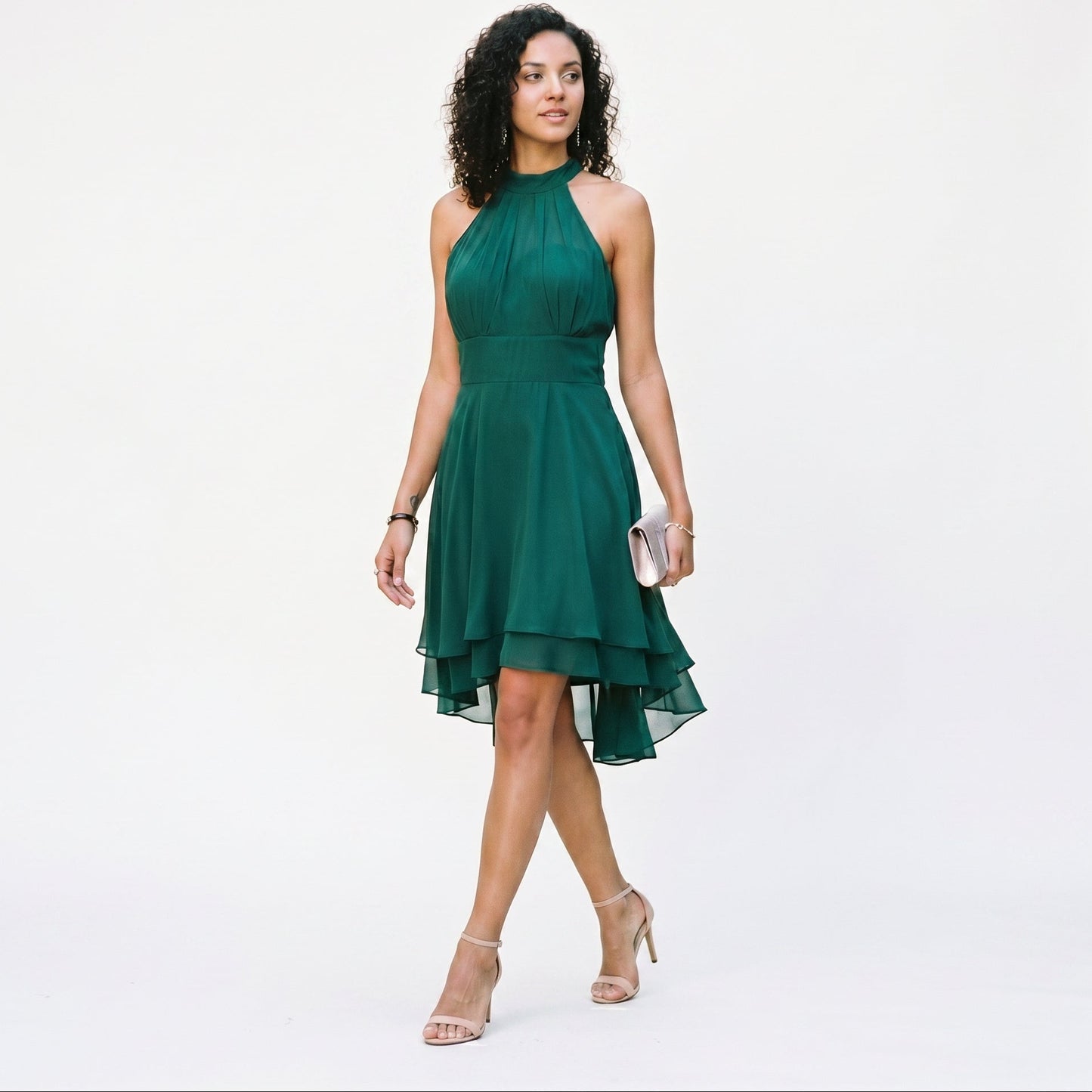 Amelia - Elegant Summer Halter Midi Dress for Weddings DONE