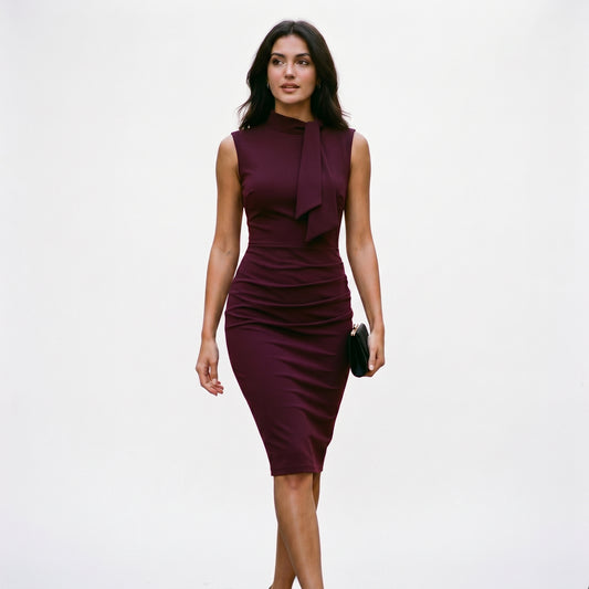 Amelia - Elegant Women's Cocktail Dress with Draped Bow Detail DONE