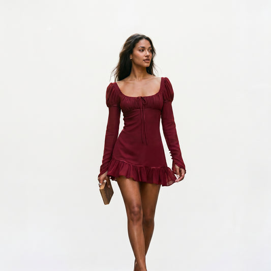 Amelia - Elegant Women's Cocktail Dress with Puff Sleeves DONE