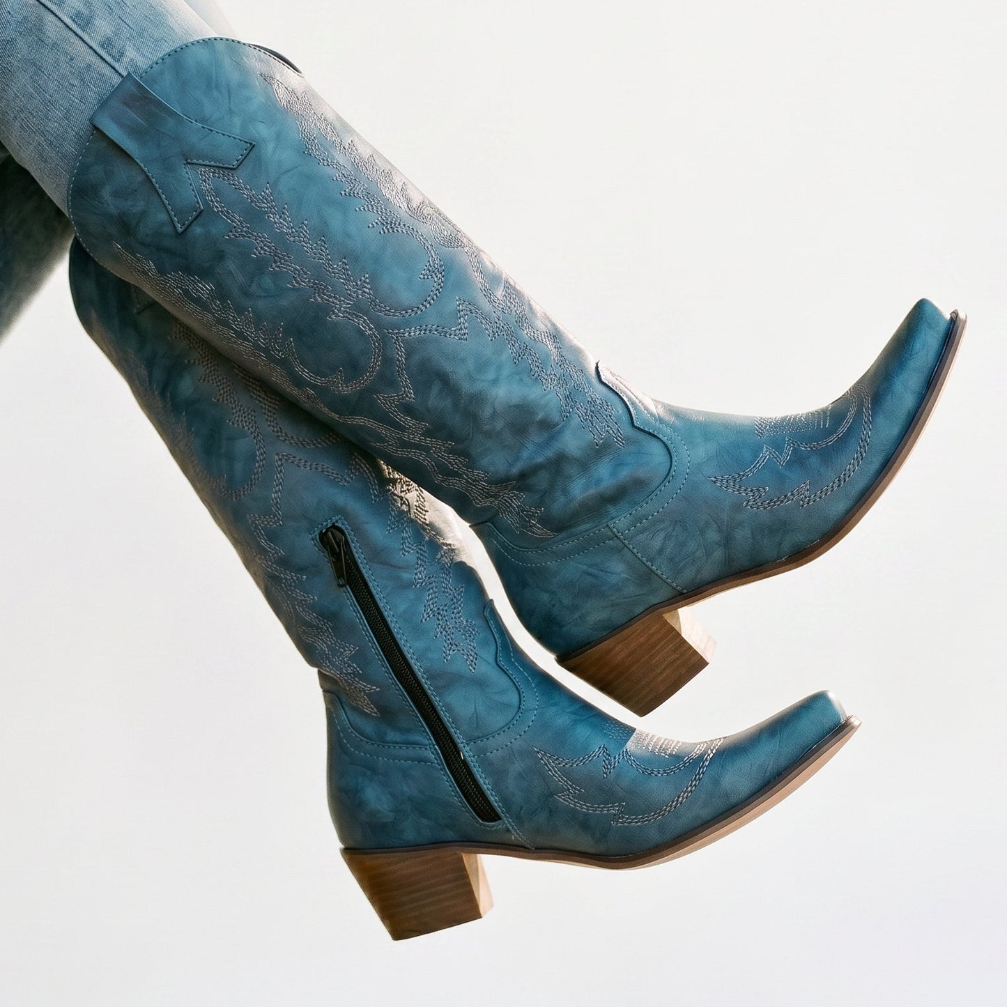 Amelia - Stylish Black Knee-High Cowboy Boots DONE 05-28-2026