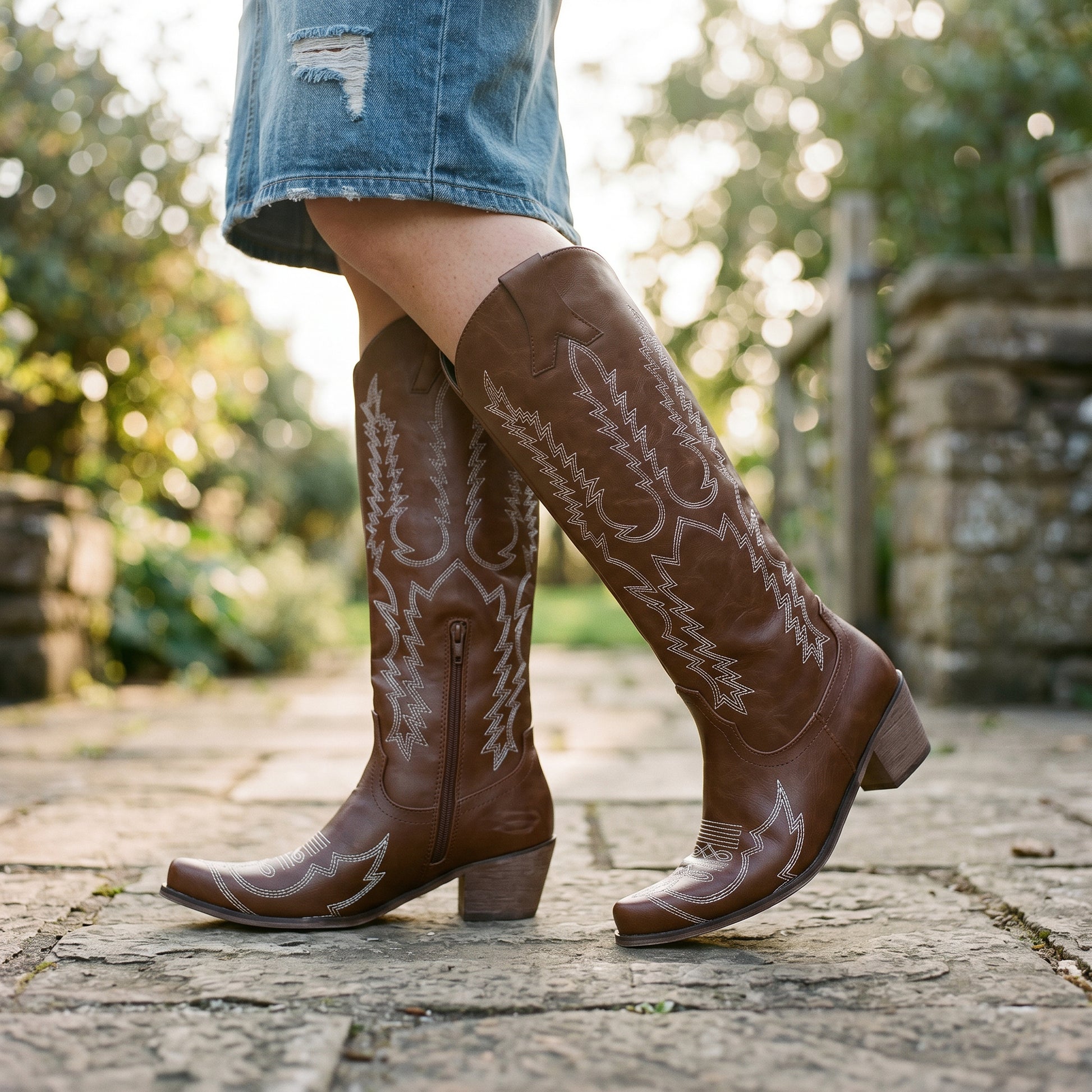 Amelia - Stylish Black Knee-High Cowboy Boots DONE 05-28-2026