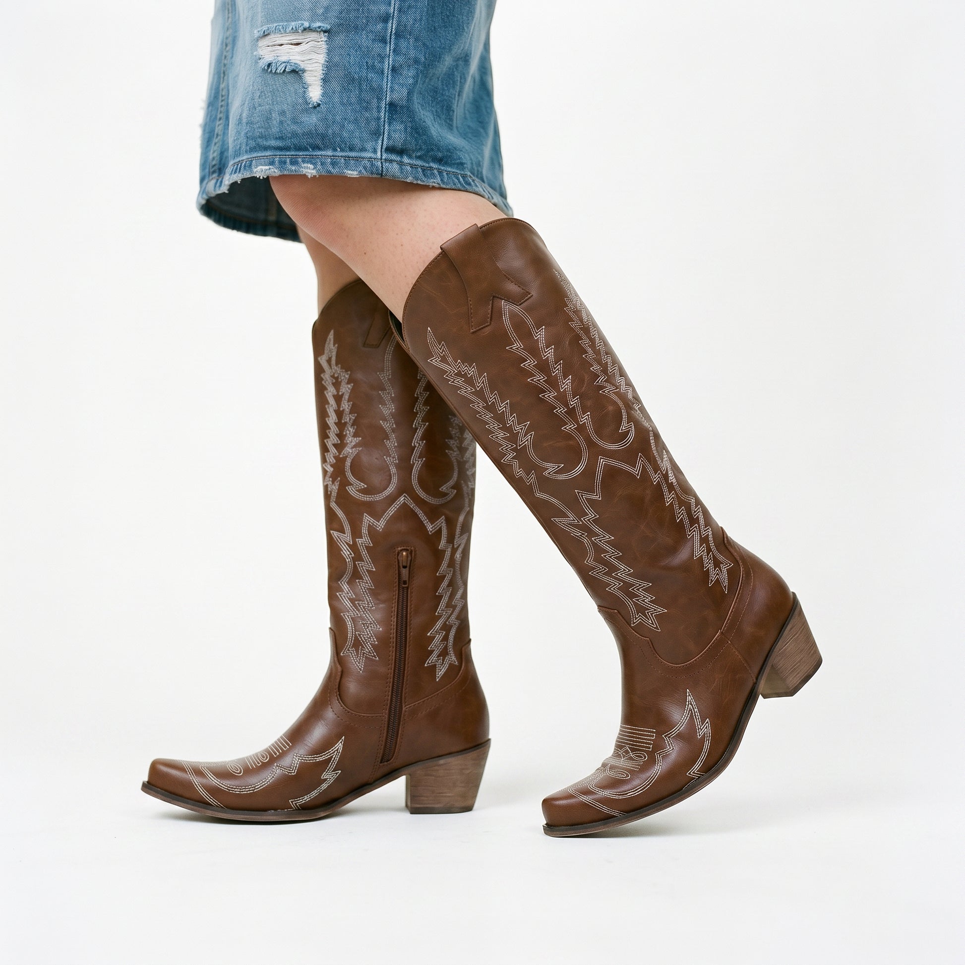 Amelia - Stylish Black Knee-High Cowboy Boots DONE 05-28-2026