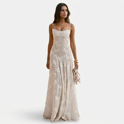 Andy - Elegant Floral Jacquard Gown for Wedding Guests
