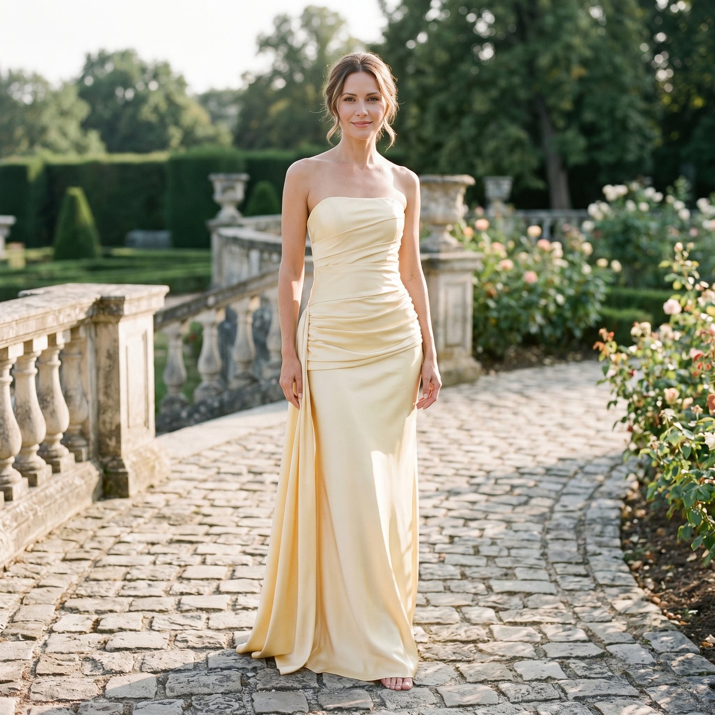 Arielle - Elegant Strapless Ruched Satin Maxi Dress DONE 05-14-2026