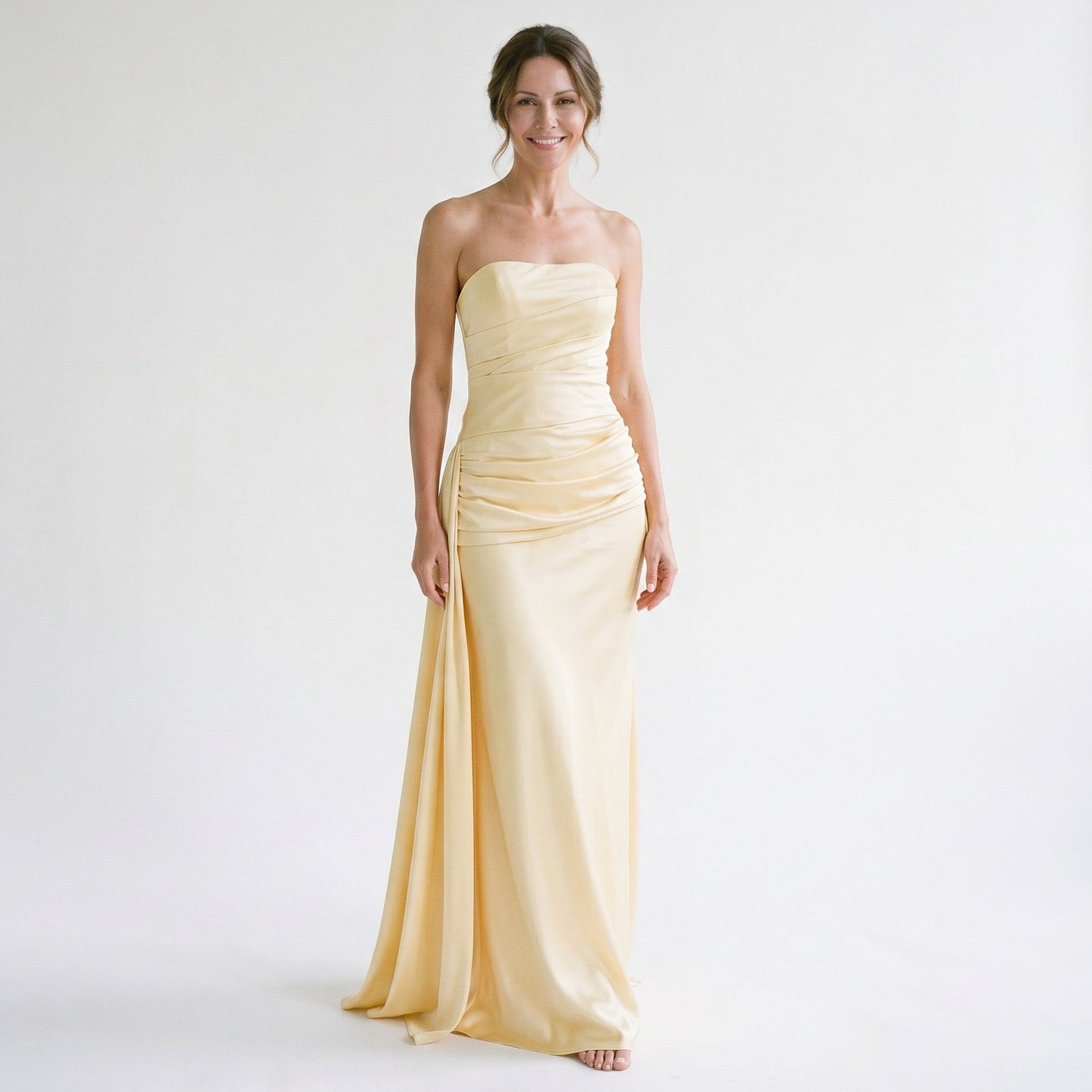 Arielle - Elegant Strapless Ruched Satin Maxi Dress DONE 05-14-2026