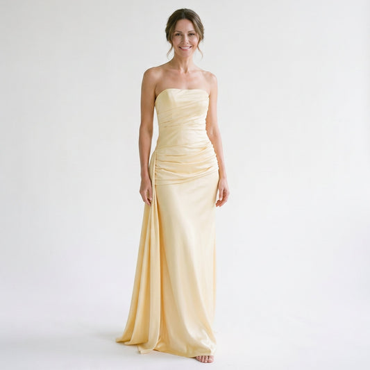 Arielle - Elegant Strapless Ruched Satin Maxi Dress DONE 05-14-2026