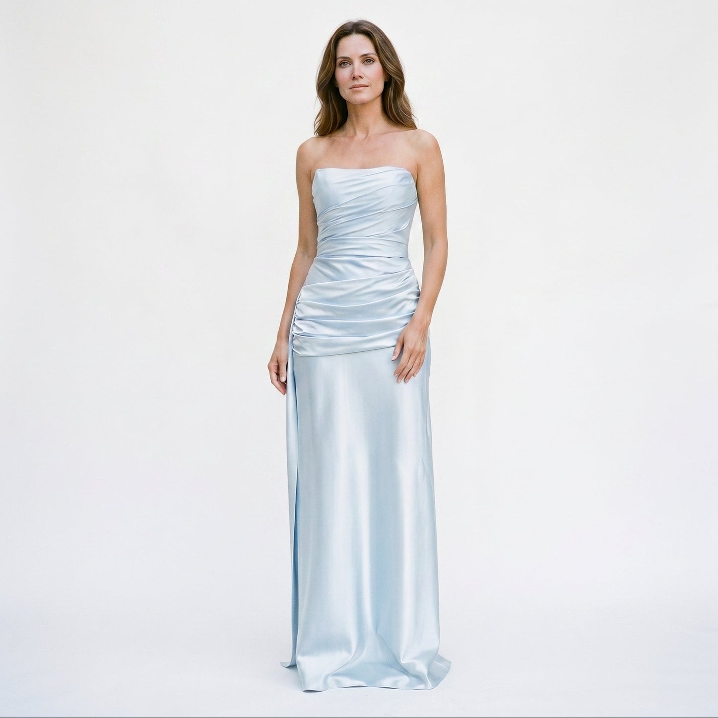 Arielle - Elegant Strapless Ruched Satin Maxi Dress DONE 05-14-2026