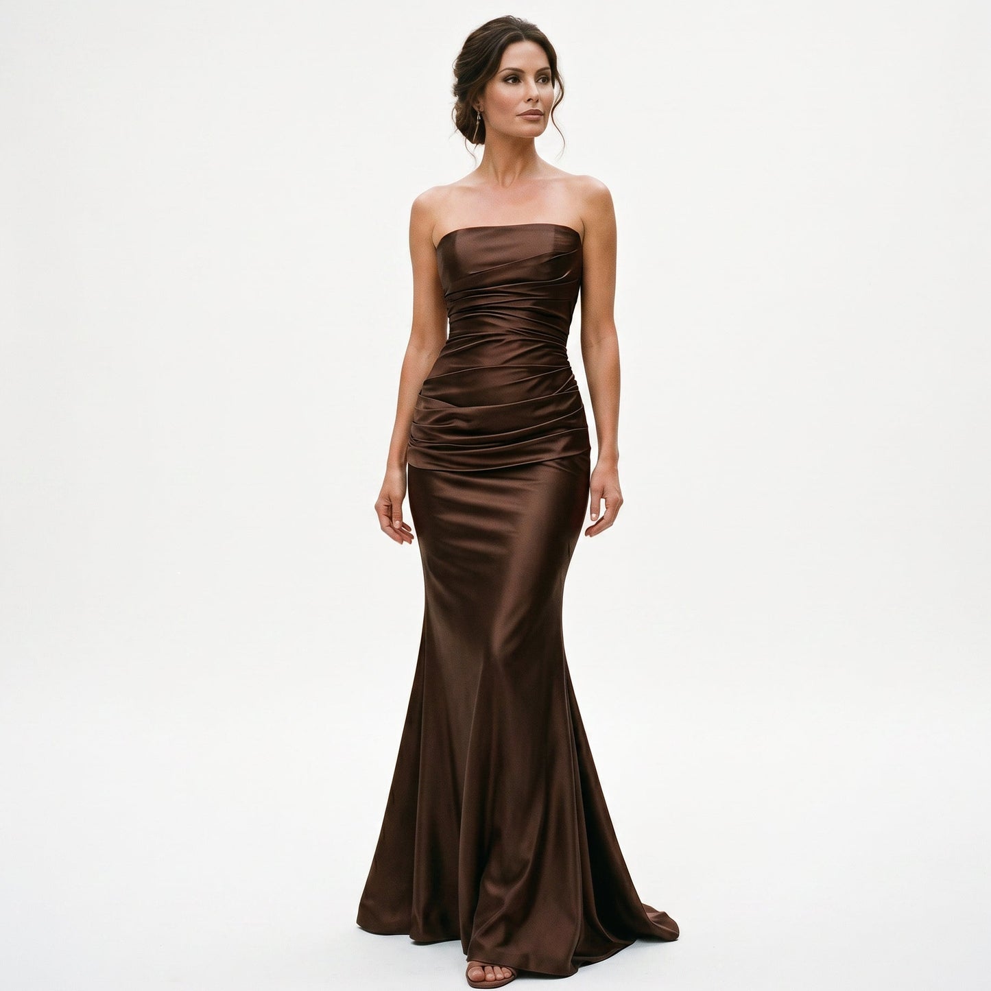 Arielle - Elegant Strapless Ruched Satin Maxi Dress DONE 05-14-2026