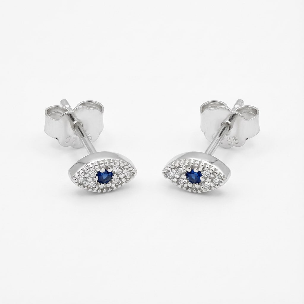 Athena Evil Eye Stud Earrings – Sterling Silver