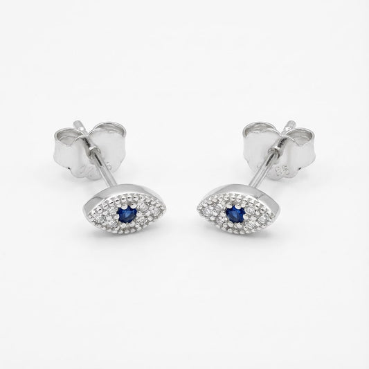 Athena Evil Eye Stud Earrings – Sterling Silver