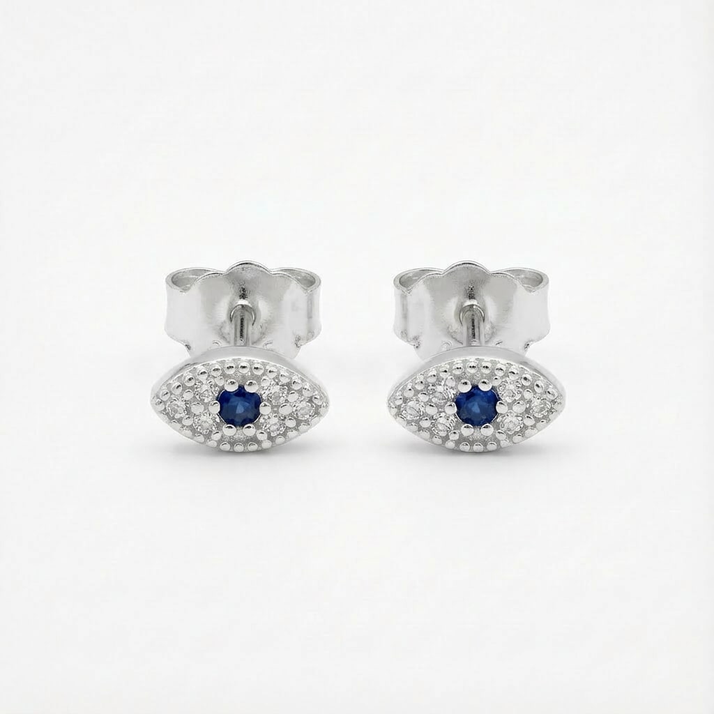 Athena Evil Eye Stud Earrings – Sterling Silver