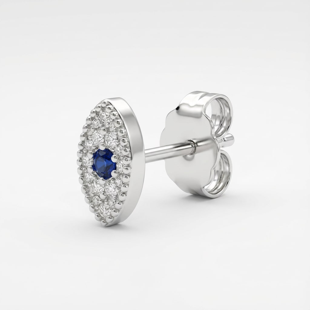 Athena Evil Eye Stud Earrings – Sterling Silver