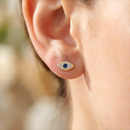 Athena Evil Eye Stud Earrings – Sterling Silver