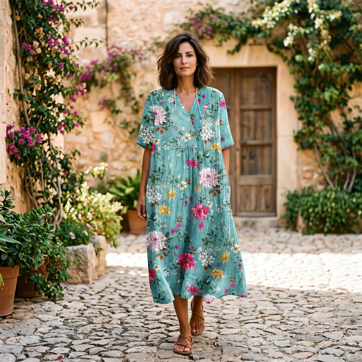 Athena - Vibrant Floral Summer Midi Dress for Women DONE 05-22-2026