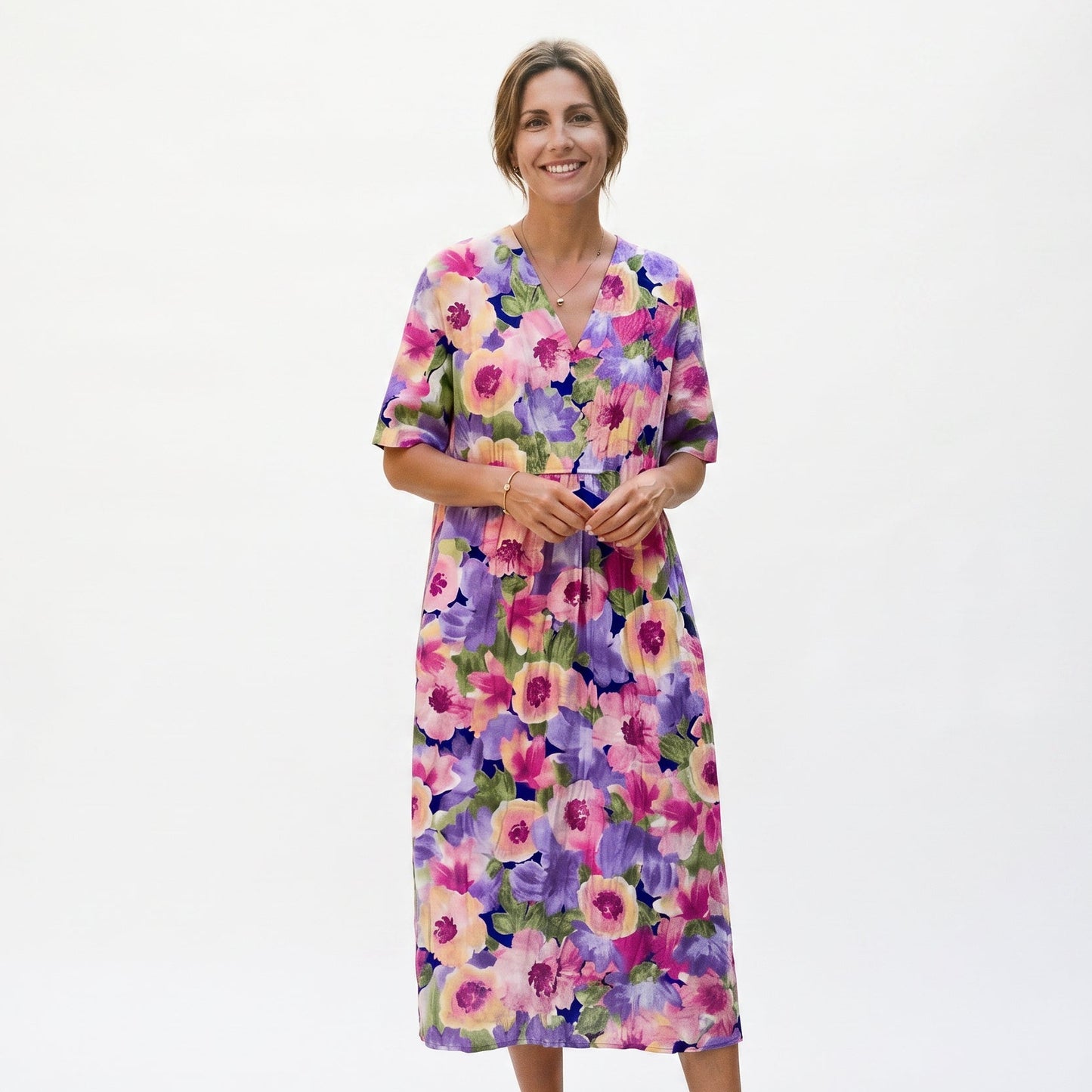 Athena - Vibrant Floral Summer Midi Dress for Women DONE 05-22-2026