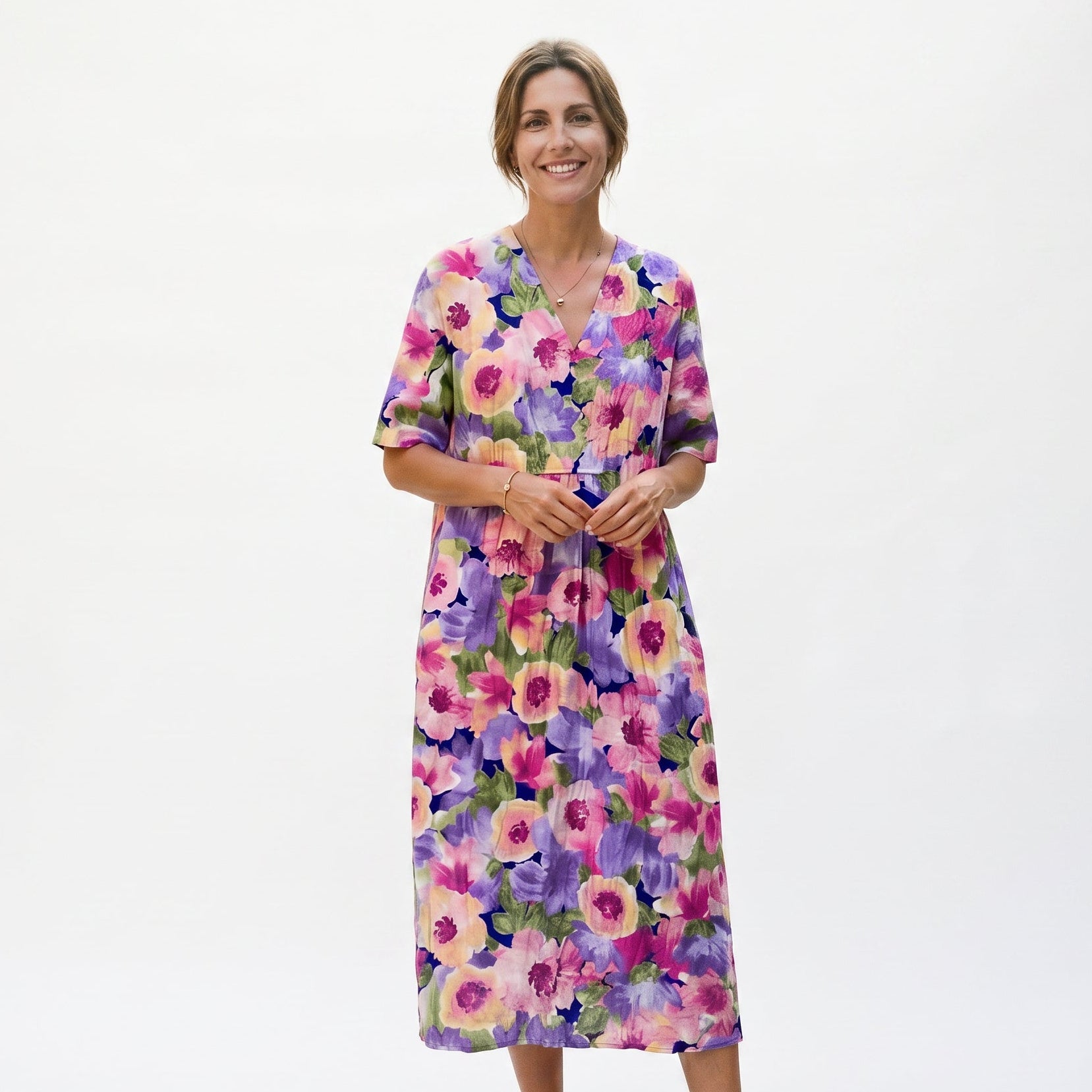 Athena - Vibrant Floral Summer Midi Dress for Women DONE 05-22-2026