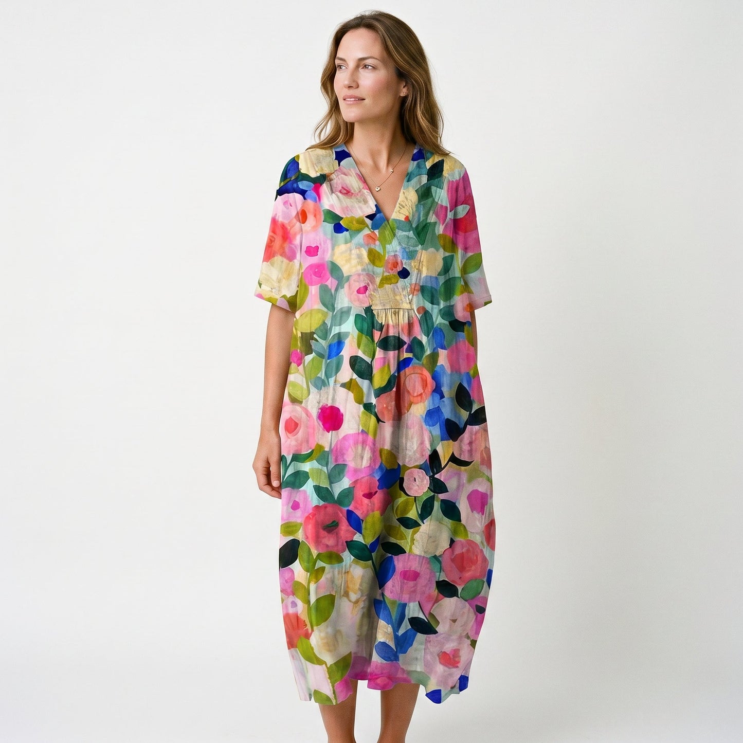 Athena - Vibrant Floral Summer Midi Dress for Women DONE 05-22-2026