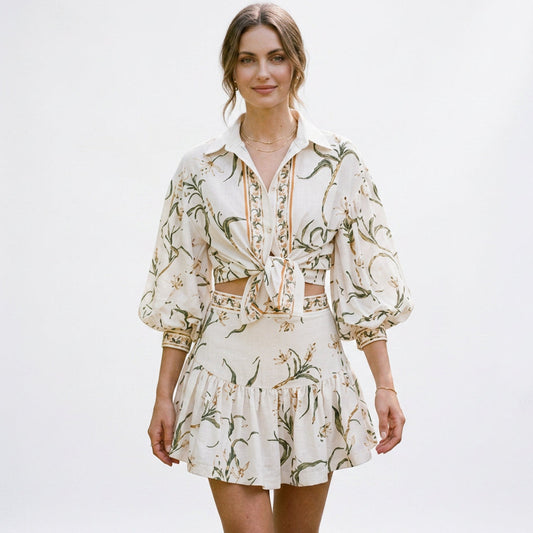 Aurea - Chic Floral Leaves Women's Two Piece Set DONE