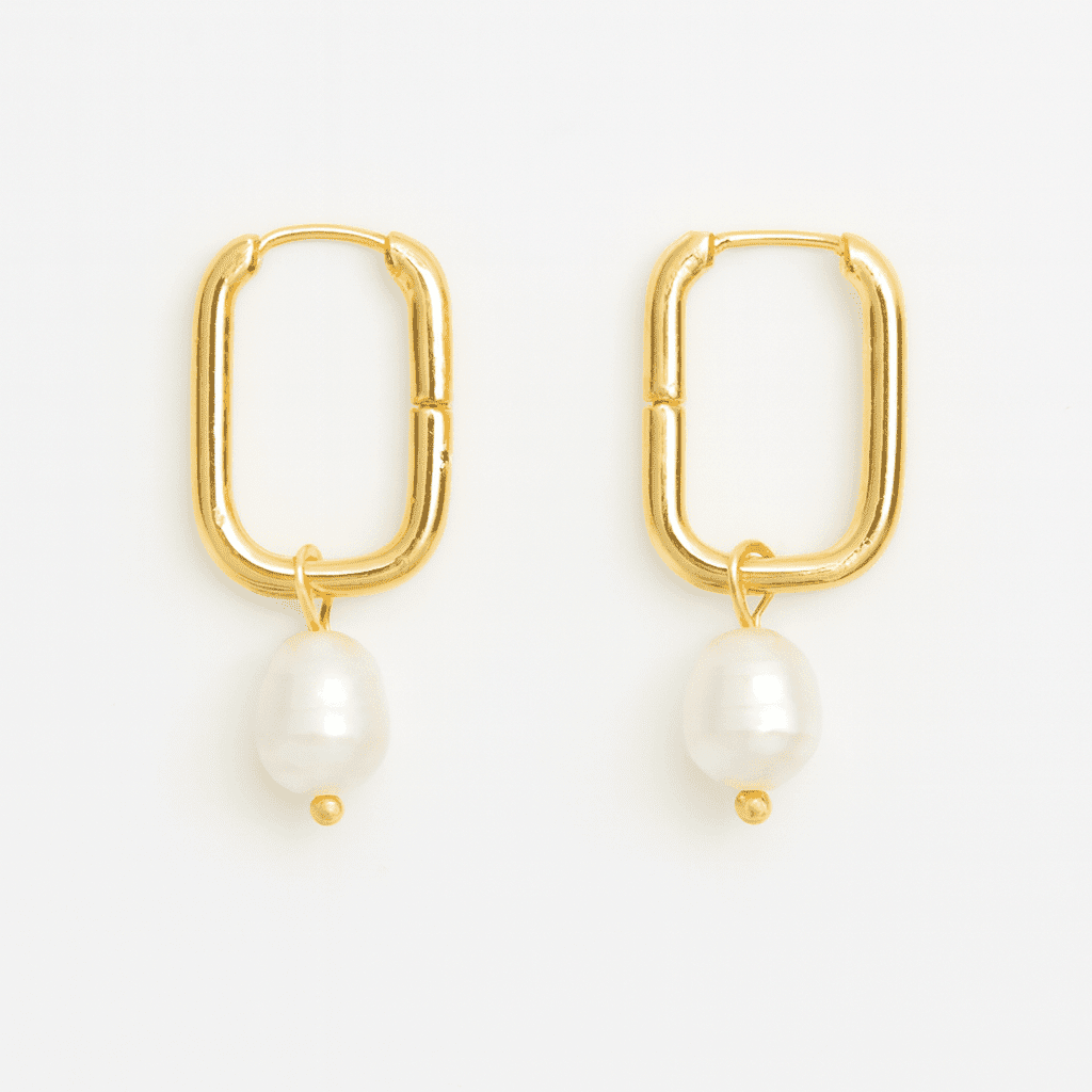 Aurielle Pearl Hoops – 18K Gold Elegance