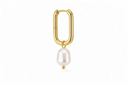 Aurielle Pearl Hoops – 18K Gold Elegance