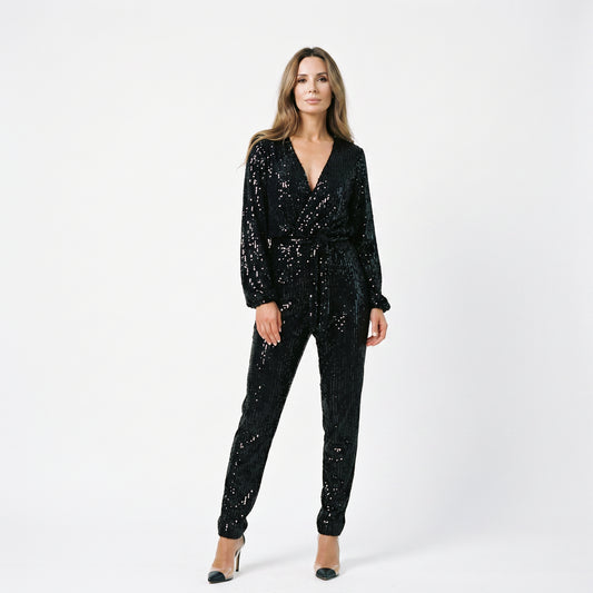 Aurora - Elegant Black Sequin Jumpsuit for Women DONE 05-15-2026