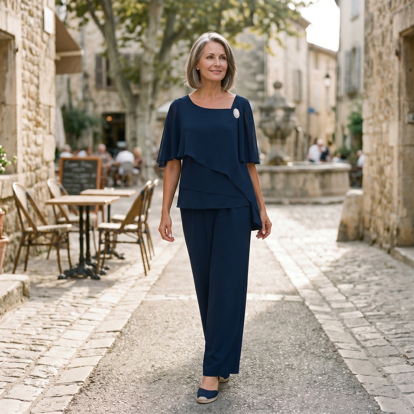 Beatrice - Elegant Navy Blue Women's Pant Suit Set DONE 05-12-2026