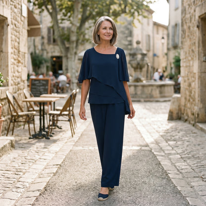 Beatrice - Elegant Navy Blue Women's Pant Suit Set DONE 05-12-2026