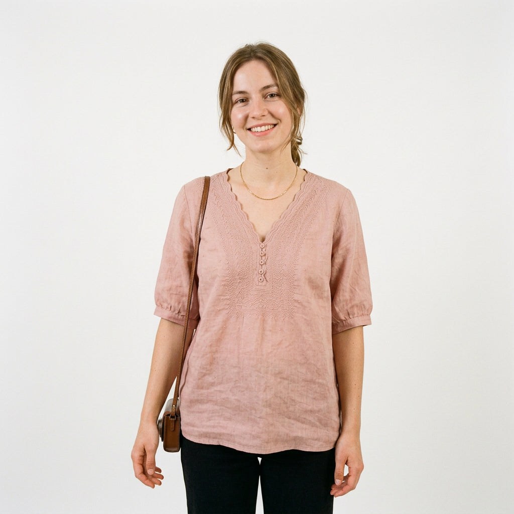 Breathable Cotton-Linen Women's Blouse for Summer