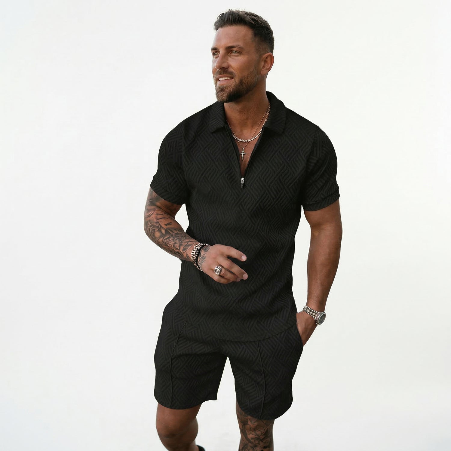 Breathable Summer Polo Shirt Set for Men