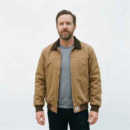 Breathable Work Jacket for Men - Premium Cotton Workwear Jacket with Quilted Insulation