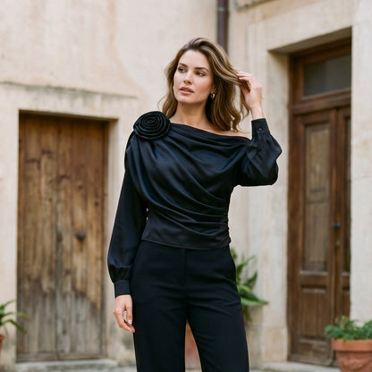 Camila - Elegant Asymmetrical Chiffon Blouse for Women - Lightweight Summer Top DONE 05-31-2026