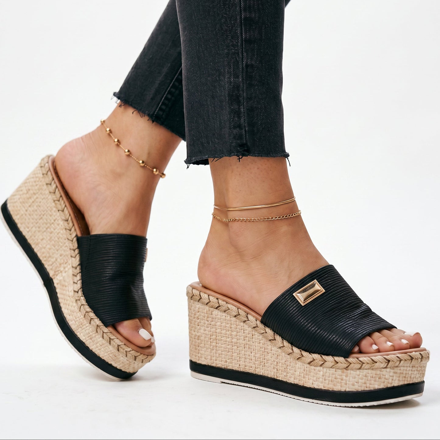 Camila - Elegant Black Wedge Sandals for Women DONE 05-28-2026