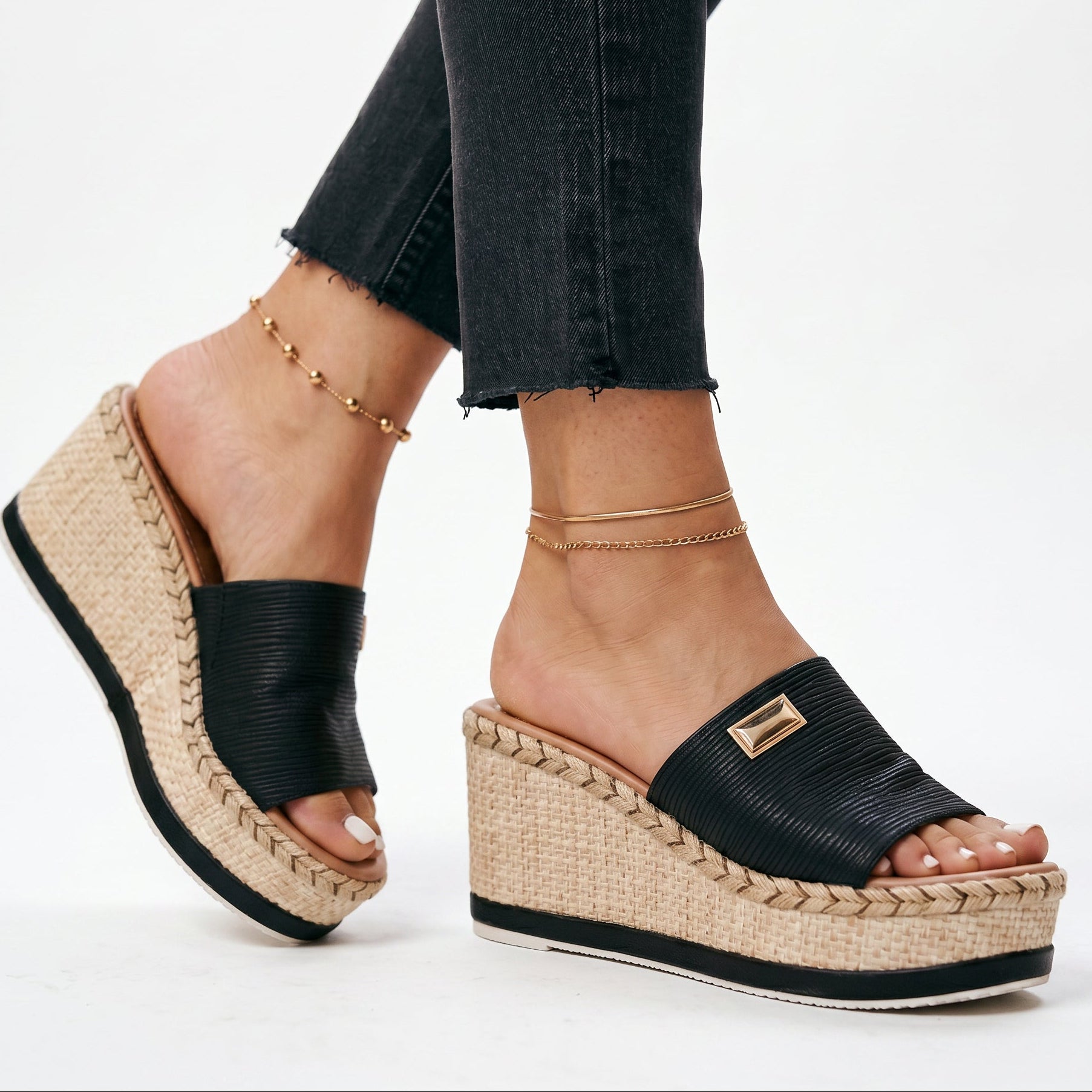 Camila - Elegant Black Wedge Sandals for Women DONE 05-28-2026