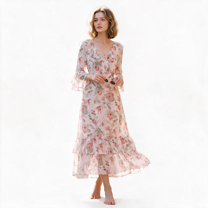 Camille - Elegant Floral Maxi Wedding Guest Dress