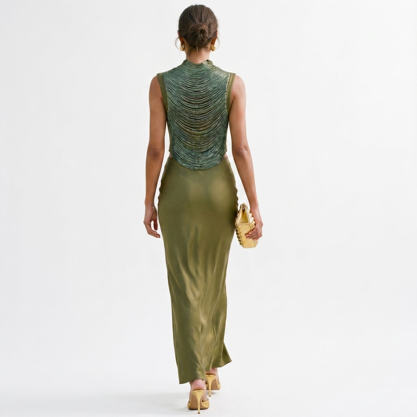 Cassie - Elegant Sleeveless Top and Slim Green Skirt