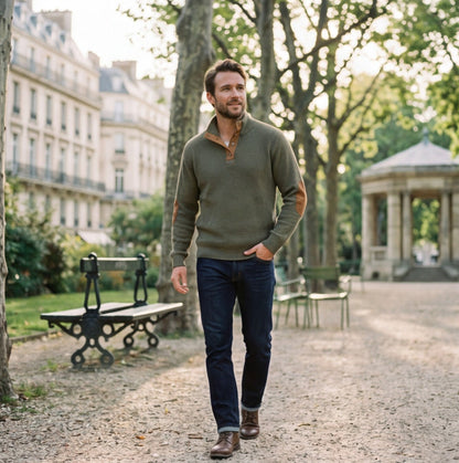 Casual Quarter-Zip Men's Sweater