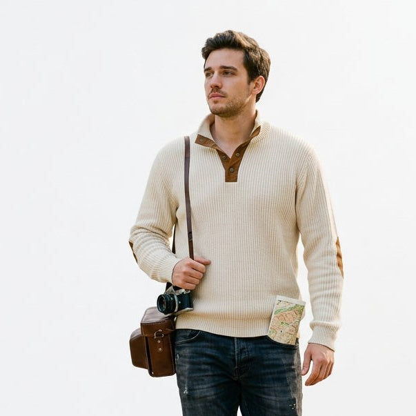 Casual Quarter-Zip Men's Sweater