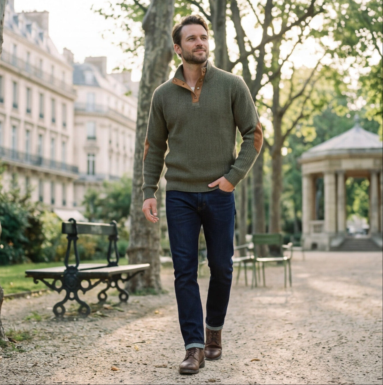 Casual Quarter-Zip Men's Sweater