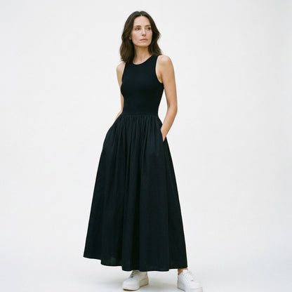 Casual White Maxi Dress for Women - Sleeveless Long Dress with Comfortable Fit