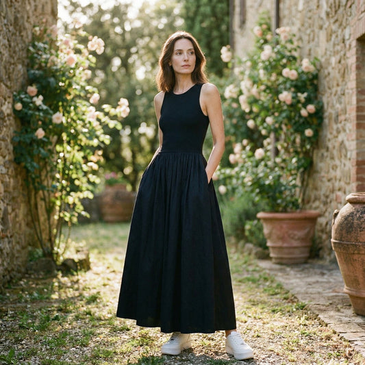 Casual White Maxi Dress for Women - Sleeveless Long Dress with Comfortable Fit