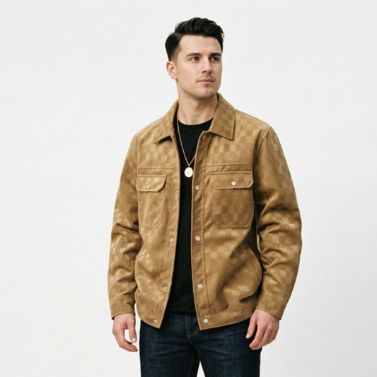 Checkered Eco-Suede Jacket