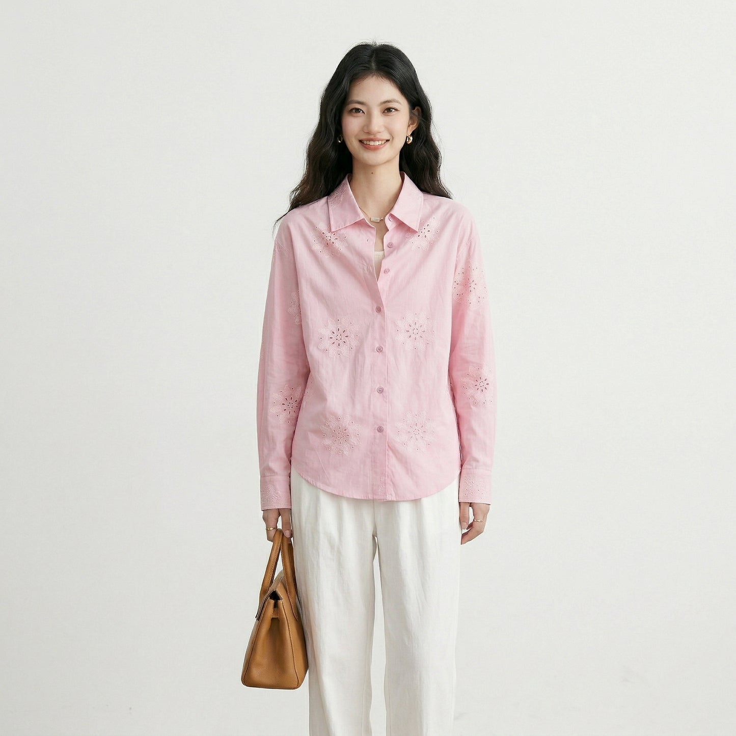 Chic Cotton Women's Blouse with Embroidery