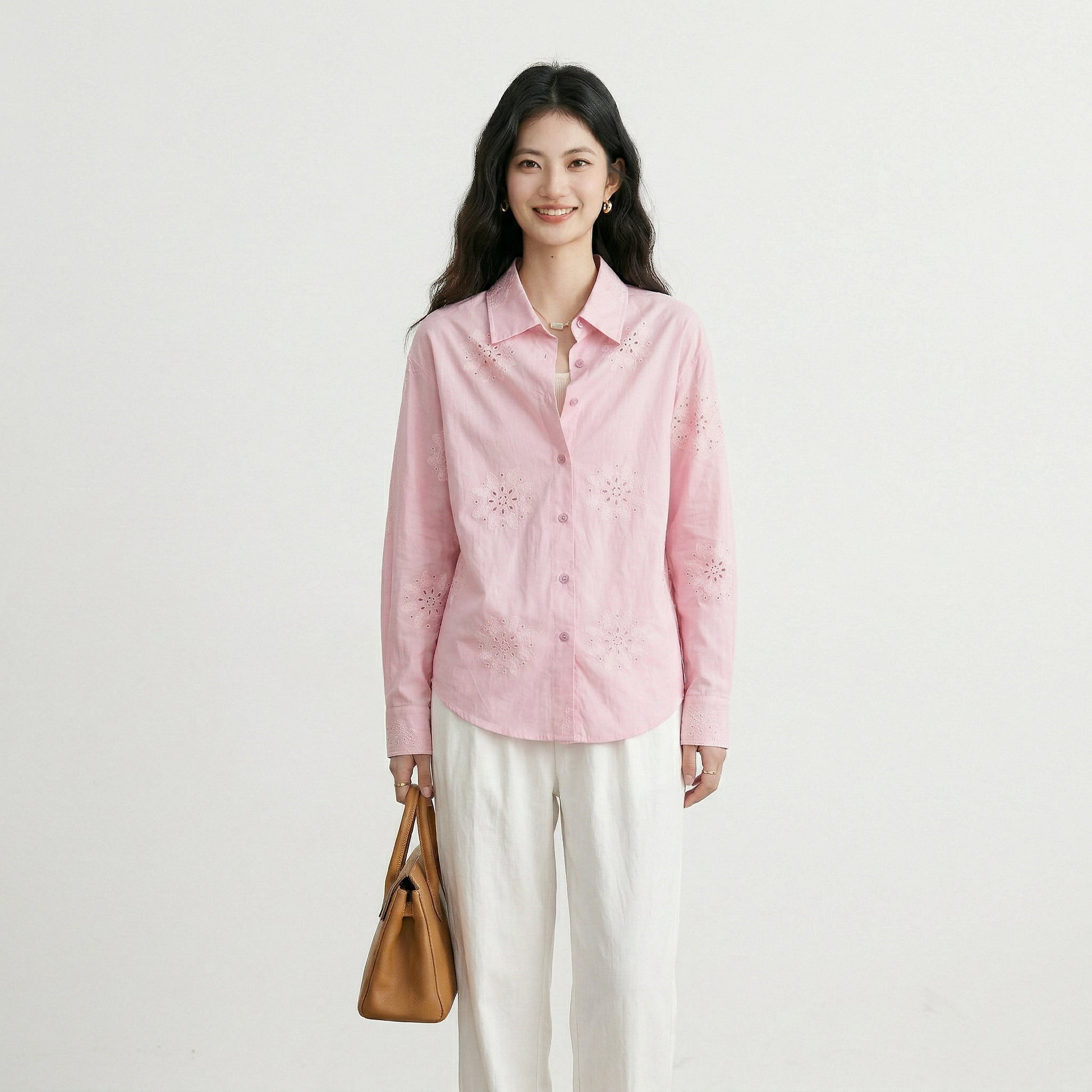 Chic Cotton Women's Blouse with Embroidery